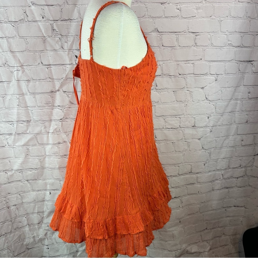 NWT Love Riche burnt Orange cotton sleeveless Mini Dress womens S fit & flare - Picture 2 of 9